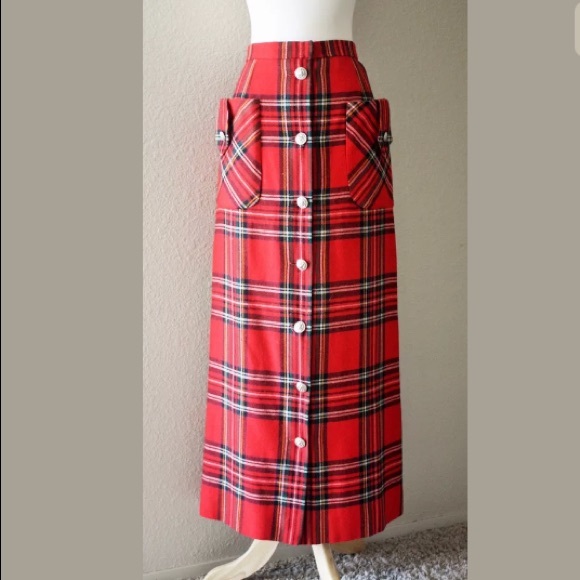 Streetstyle Vintage Plaid Button Front Maxi Skirt - Picture 2 of 7